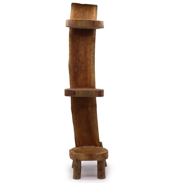 Natural Teak Log 3 Shelves Display